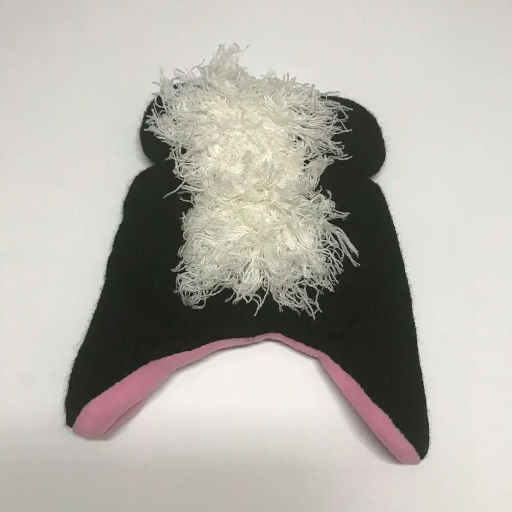 Spencer's Infant Girls‎ Hat One Size Black Pink White Skunk Knit Winter NEW